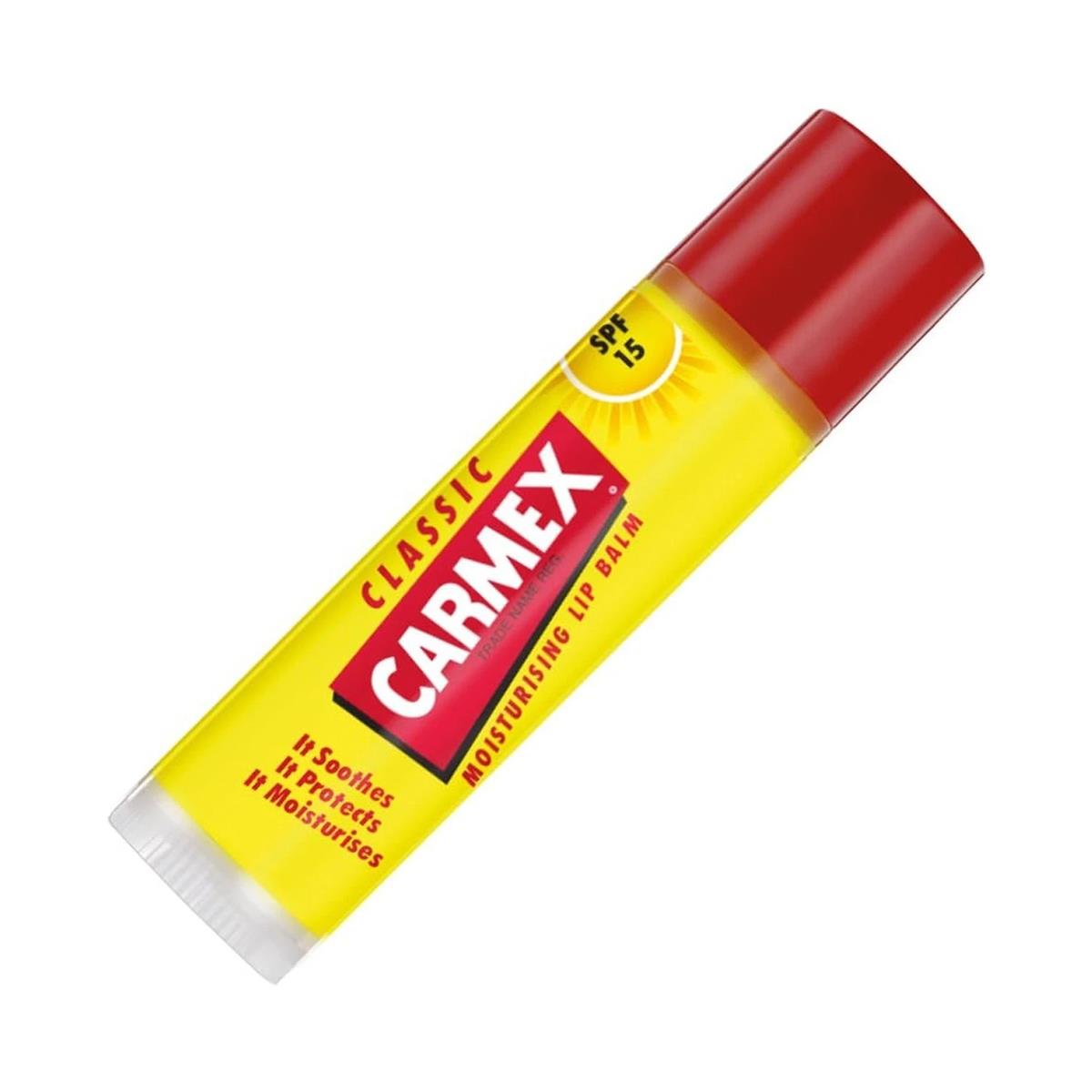 Carmex SPF15 Lip Balm Stick Moisturising Dry Chapped Lips Sun Protection Clear