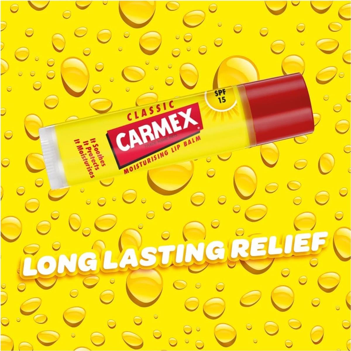 Carmex SPF15 Lip Balm Stick Moisturising Dry Chapped Lips Sun Protection Clear - Image 2