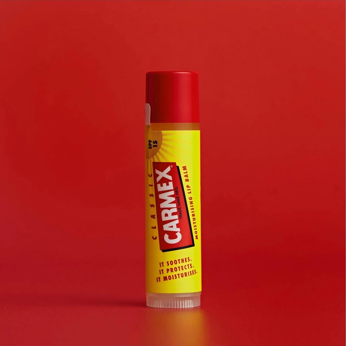 Carmex SPF15 Lip Balm Stick Moisturising Dry Chapped Lips Sun Protection Clear - Image 7