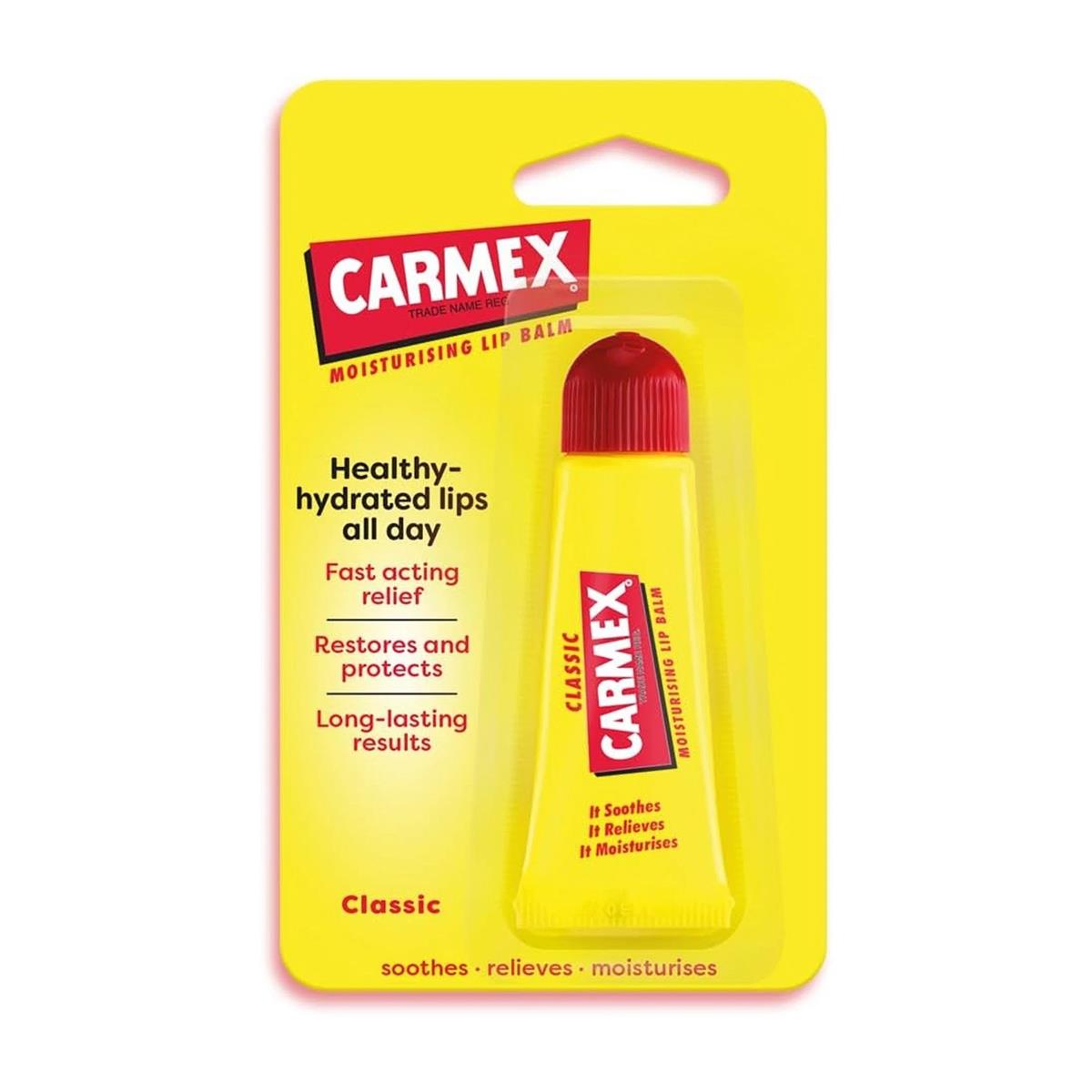 Carmex Classic Lip Balm Tube 10g Moisturising Dry Chapped Lip Care Clear - Image 2
