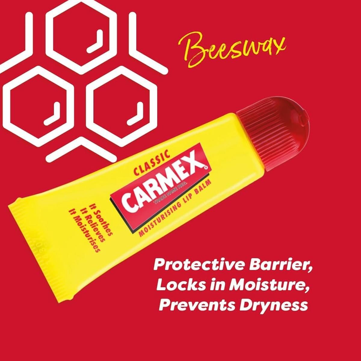 Carmex Classic Lip Balm Tube 10g Moisturising Dry Chapped Lip Care Clear - Image 4