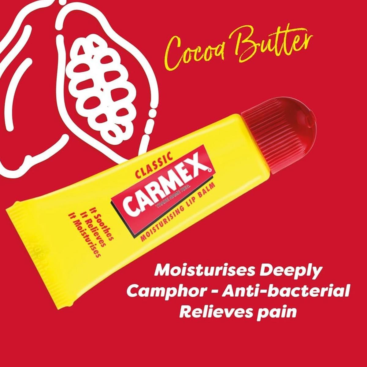 Carmex Classic Lip Balm Tube 10g Moisturising Dry Chapped Lip Care Clear - Image 5