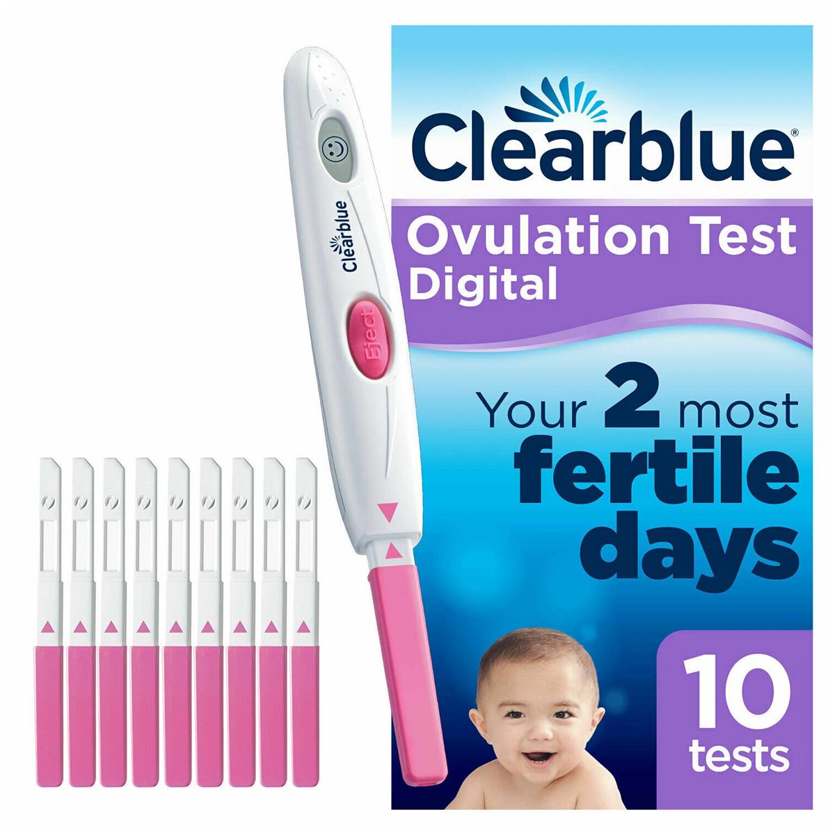 Clearblue Digital Ovulation Test Kit 10 Tests LH Surge Fertility Predictor With Digital Holder