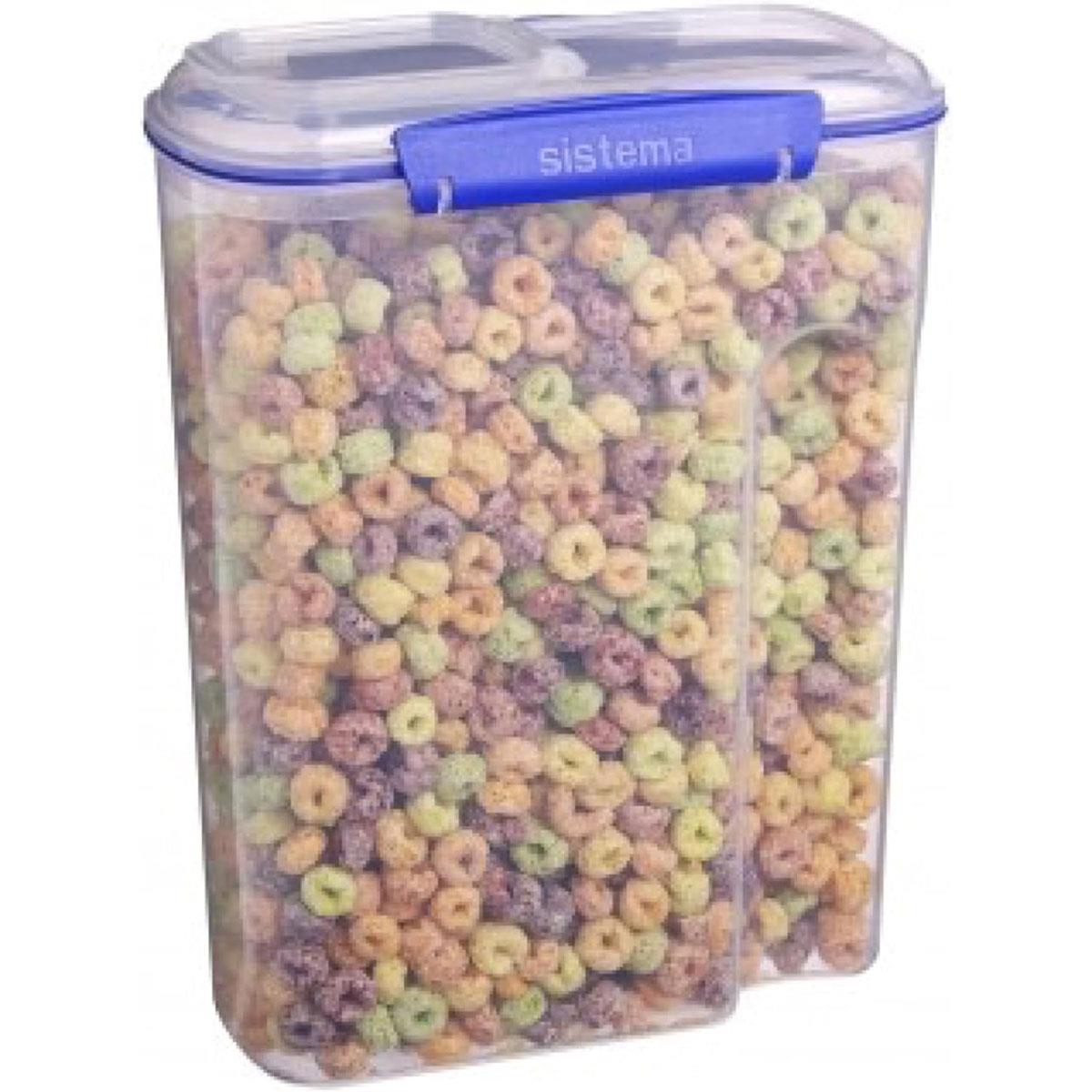 Sistema KLIP IT PLUS Cereal Storage Container 4.2L BPA-Free Plastic Clear with Blue Clips Airtight Easy-Pour Lid - Image 4