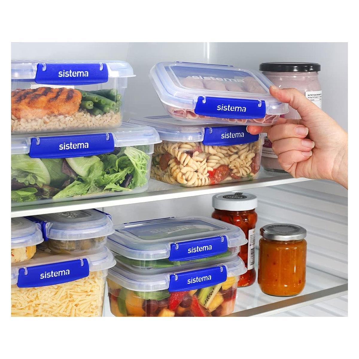 Sistema KLIP IT PLUS Food Storage Container 2.2L Rectangle with Clip-On Lid Leak Resistant BPA Free Blue/Clear - Image 2