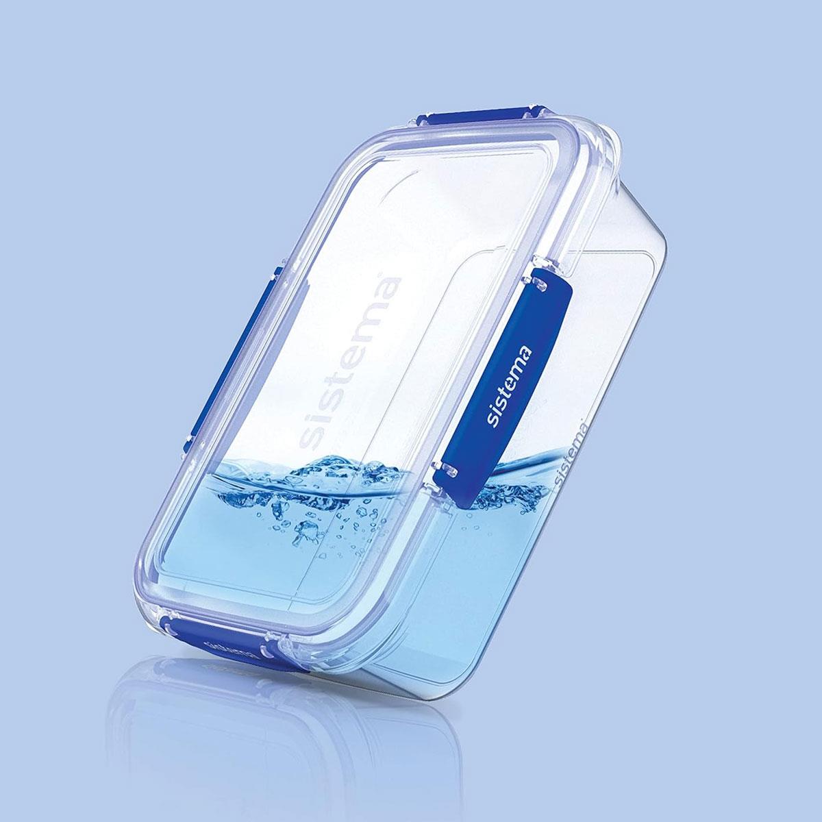 Sistema KLIP IT PLUS Food Storage Container 2.2L Rectangle with Clip-On Lid Leak Resistant BPA Free Blue/Clear - Image 9