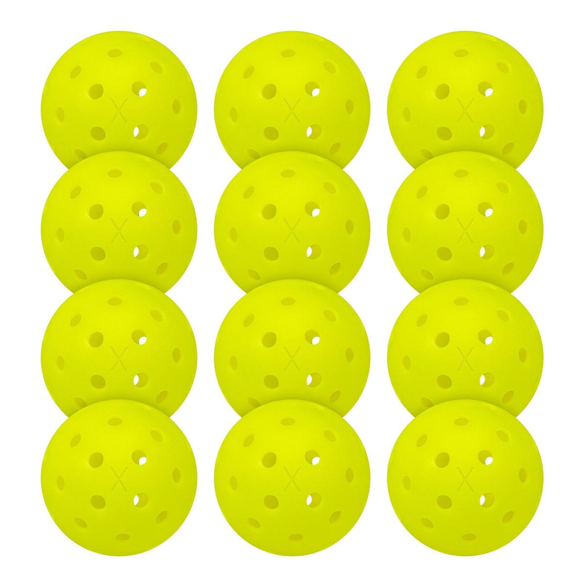 Franklin X-40 Outdoor Pickleball Balls 12 Pack 40 Hole One-Piece PE Construction 74mm 26g Optic Yellow - Image 2