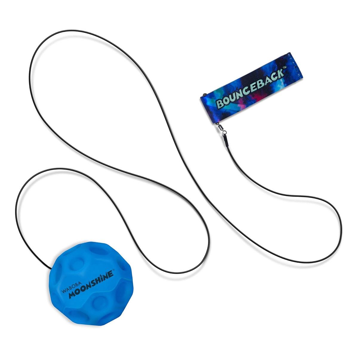 Waboba LED Bounceback Moon Ball with Wrist Strap High-Bounce Tether Ball Motion-Activated Lights Blue - Image 2