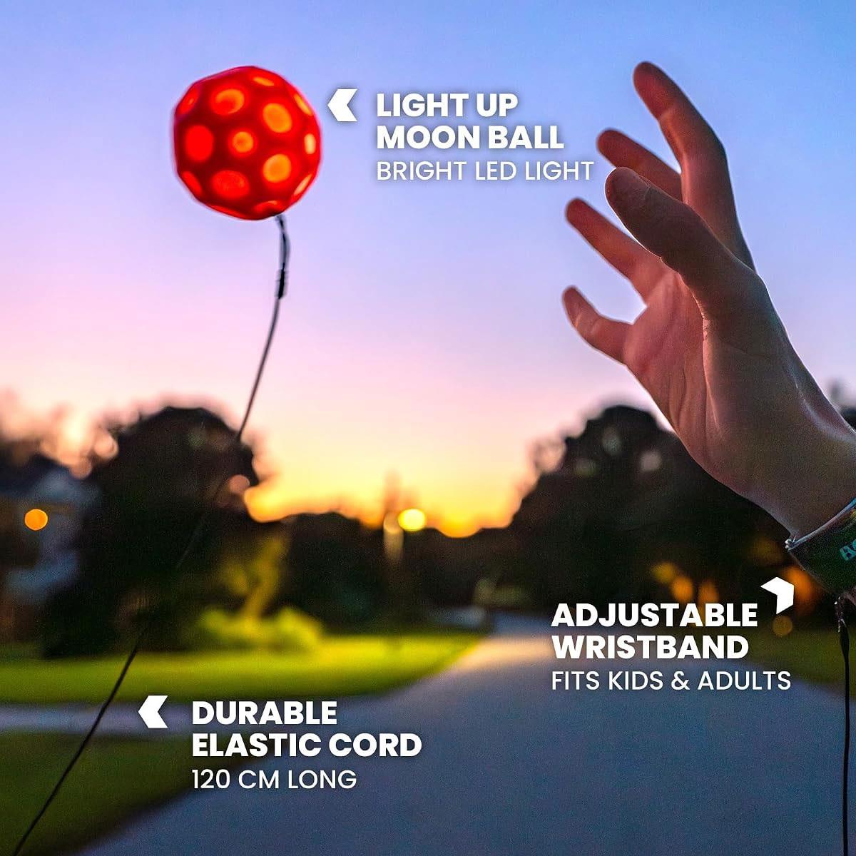 Waboba LED Bounceback Moon Ball with Wrist Strap High-Bounce Tether Ball Motion-Activated Lights Blue - Image 4