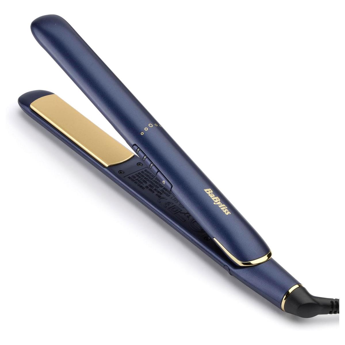 BaByliss Luxe Hair Straightener Titanium Ceramic Floating Plates 235°C 3 Heat Settings Multi-Voltage Midnight Blue