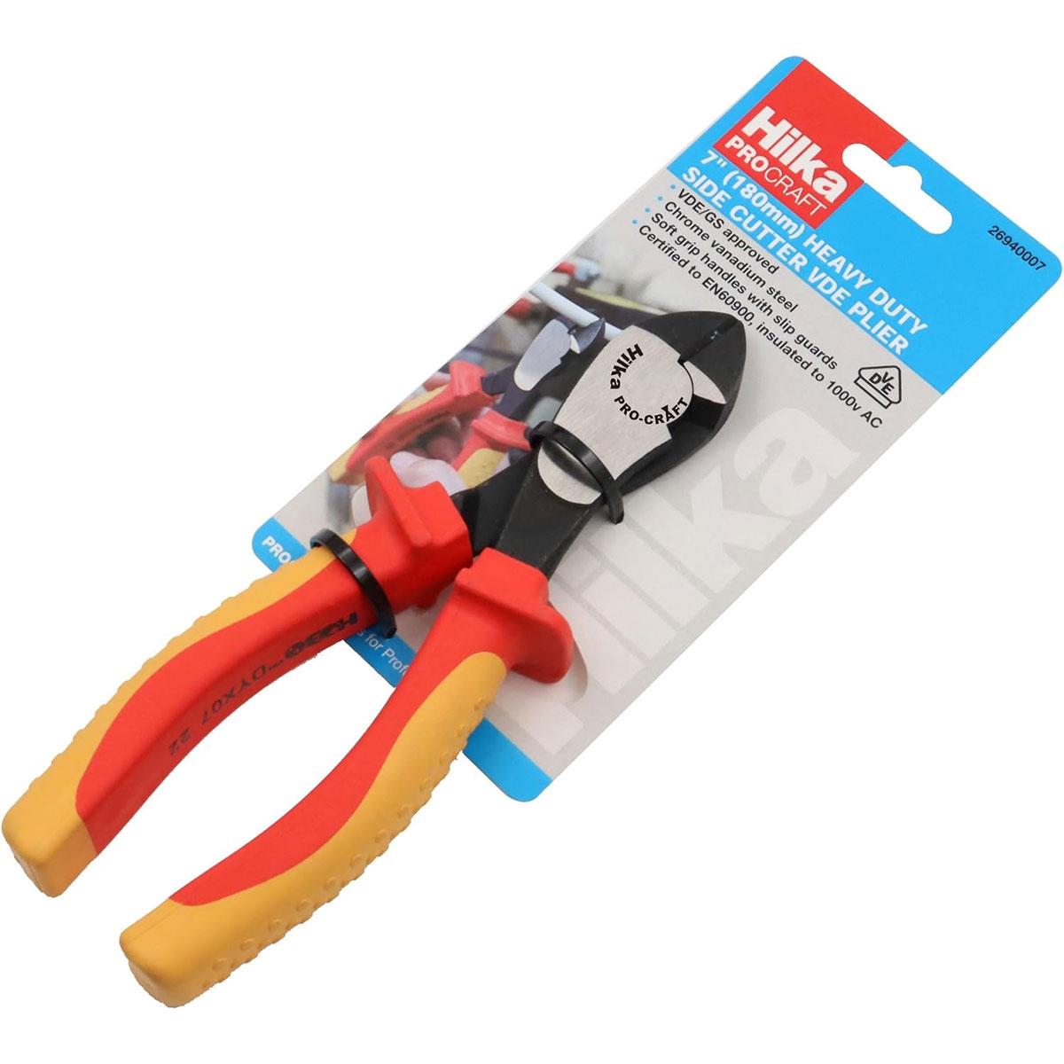 Hilka VDE Heavy Duty Side Cutters 7 Inch (180mm) Chrome Vanadium Steel Orange Pliers 1000V - Image 2