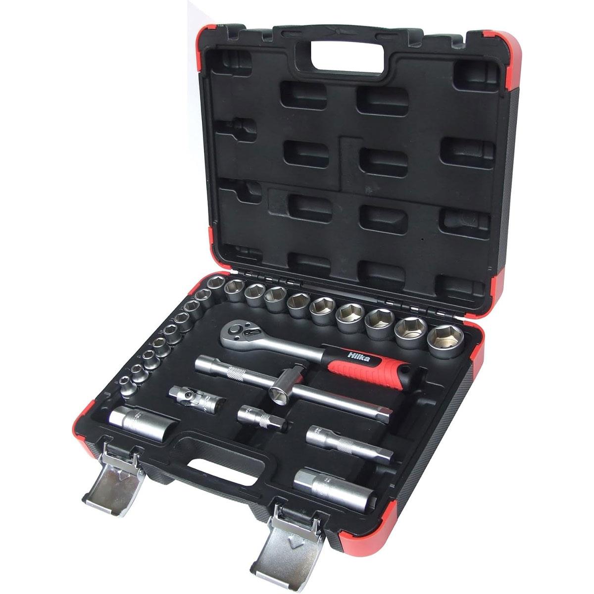 Hilka 26 Piece 3/8 Inch Drive Metric Socket Set 6-24mm Chrome Vanadium Steel with 72-Tooth Ratchet - Image 2