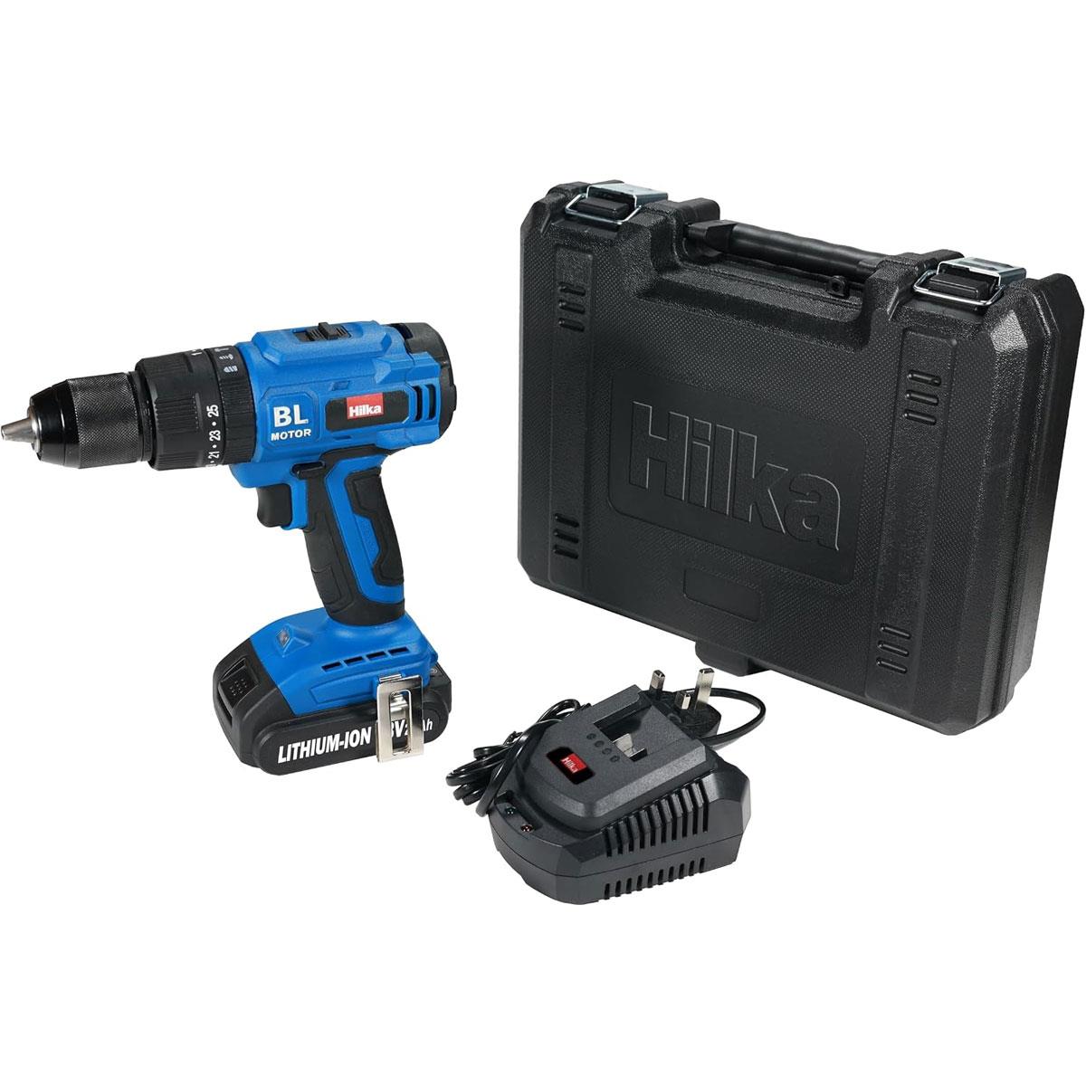 Hilka 18V Brushless Combi Drill with 2.0Ah Li-ion Battery 55Nm Torque 13mm Metal Chuck - Image 2