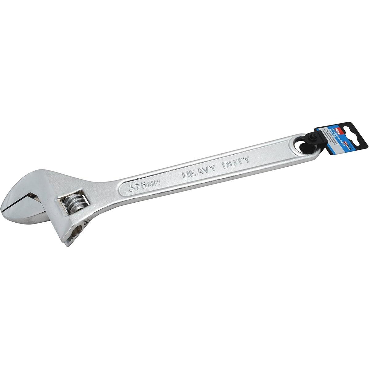 Hilka Heavy Duty Adjustable Wrench 15-Inch 380mm Carbon Steel Chrome Plated Silver 45mm Jaw