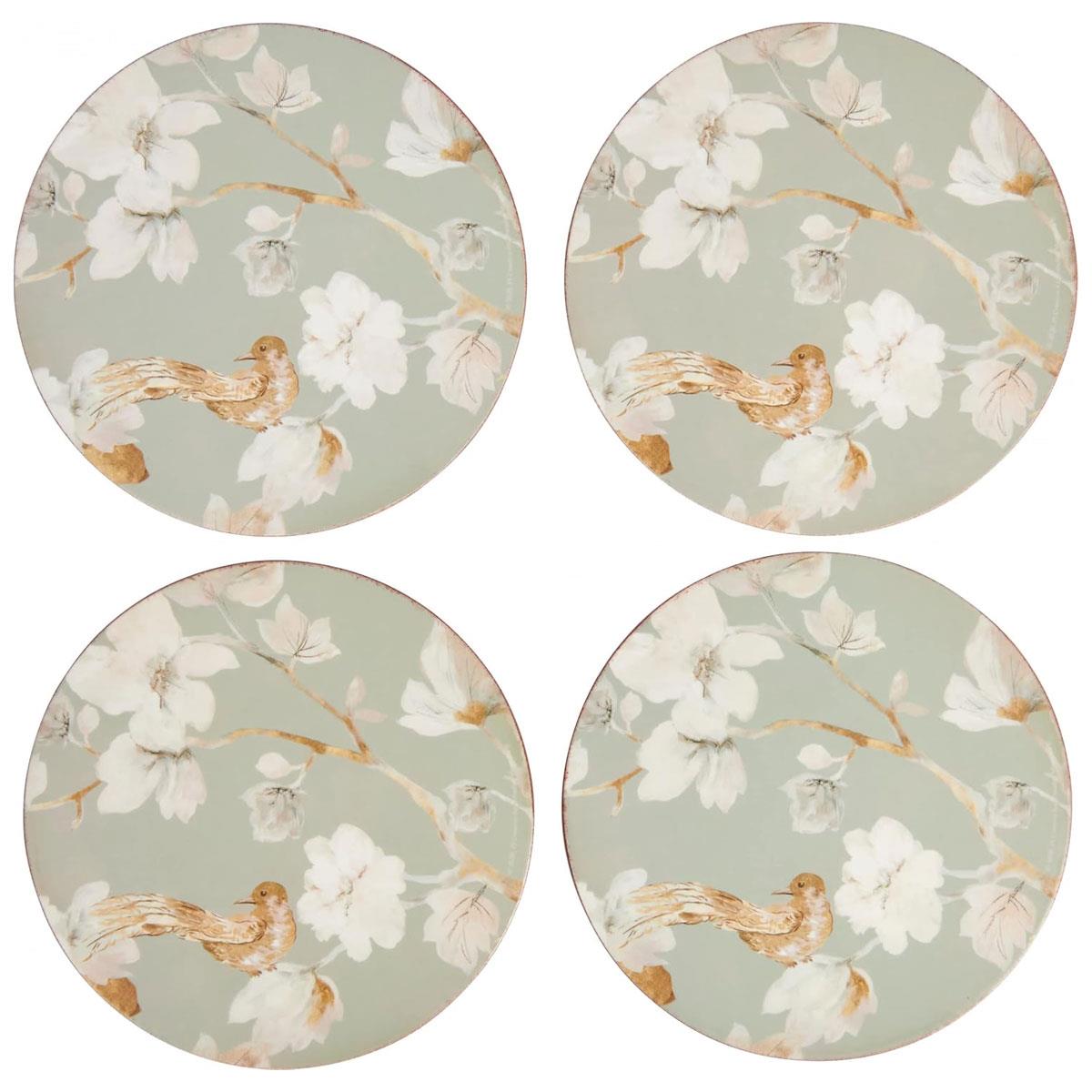 Creative Tops Duck Egg Floral Bird Cork-Back Round Coasters Set of 4 12cm Multi-Colour - Image 4