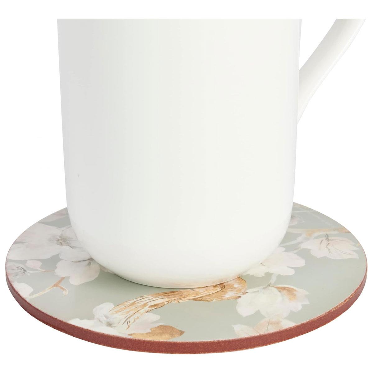 Creative Tops Duck Egg Floral Bird Cork-Back Round Coasters Set of 4 12cm Multi-Colour - Image 5