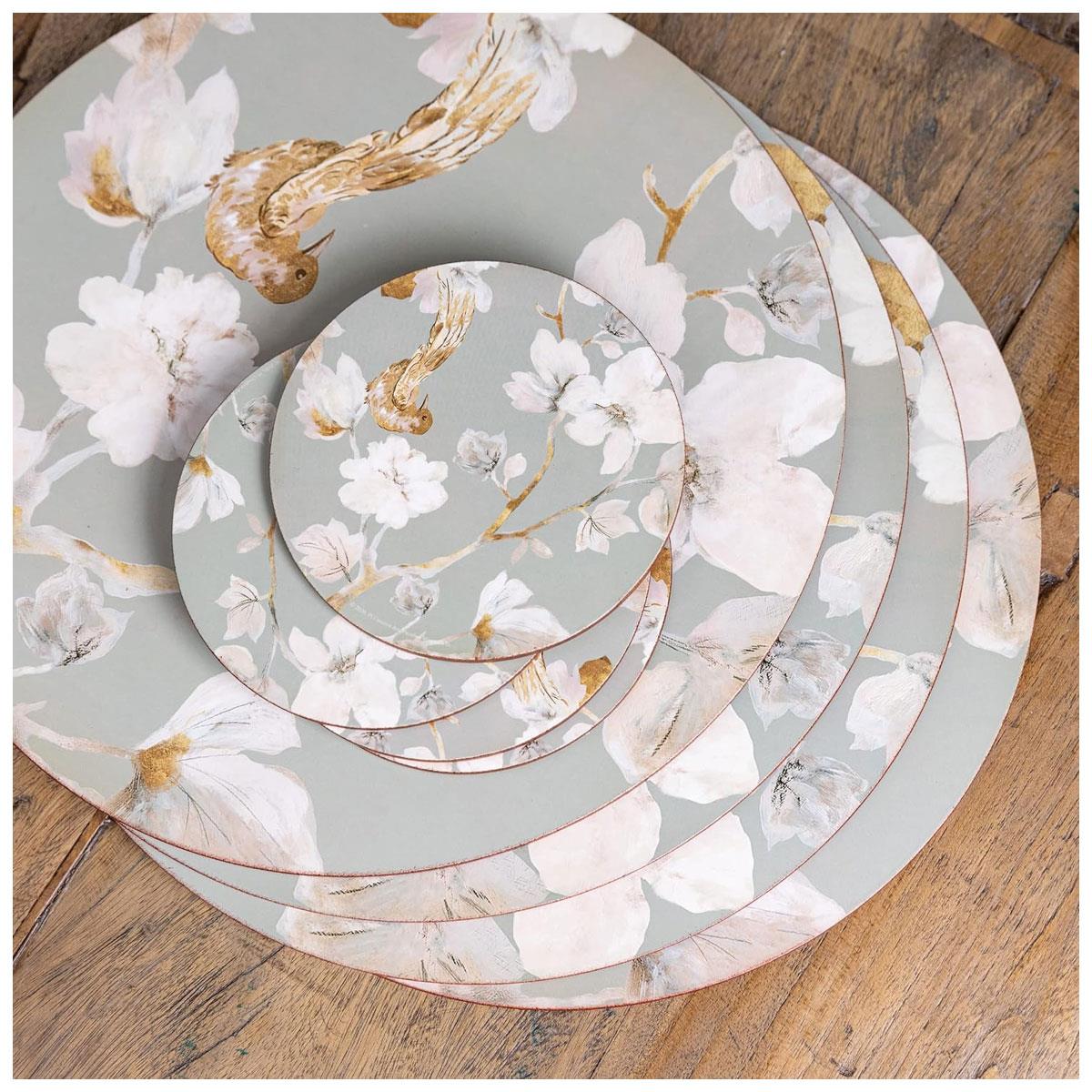 Creative Tops Duck Egg Floral Bird Cork-Back Round Coasters Set of 4 12cm Multi-Colour - Image 7