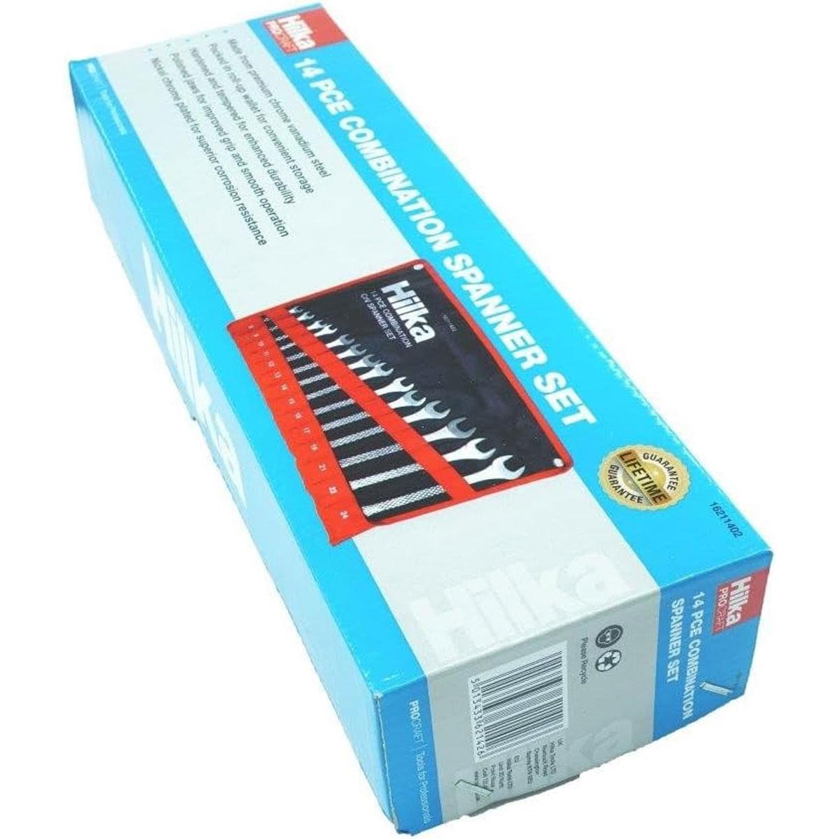 Hilka 14 Piece Metric Combination Spanner Set 8-24mm Chrome Vanadium Steel Roll-Up Pouch - Image 3