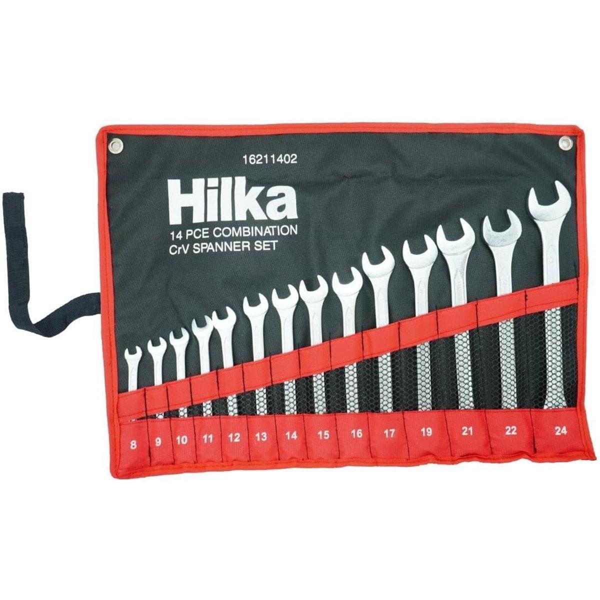 Hilka 14 Piece Metric Combination Spanner Set 8-24mm Chrome Vanadium Steel Roll-Up Pouch - Image 7