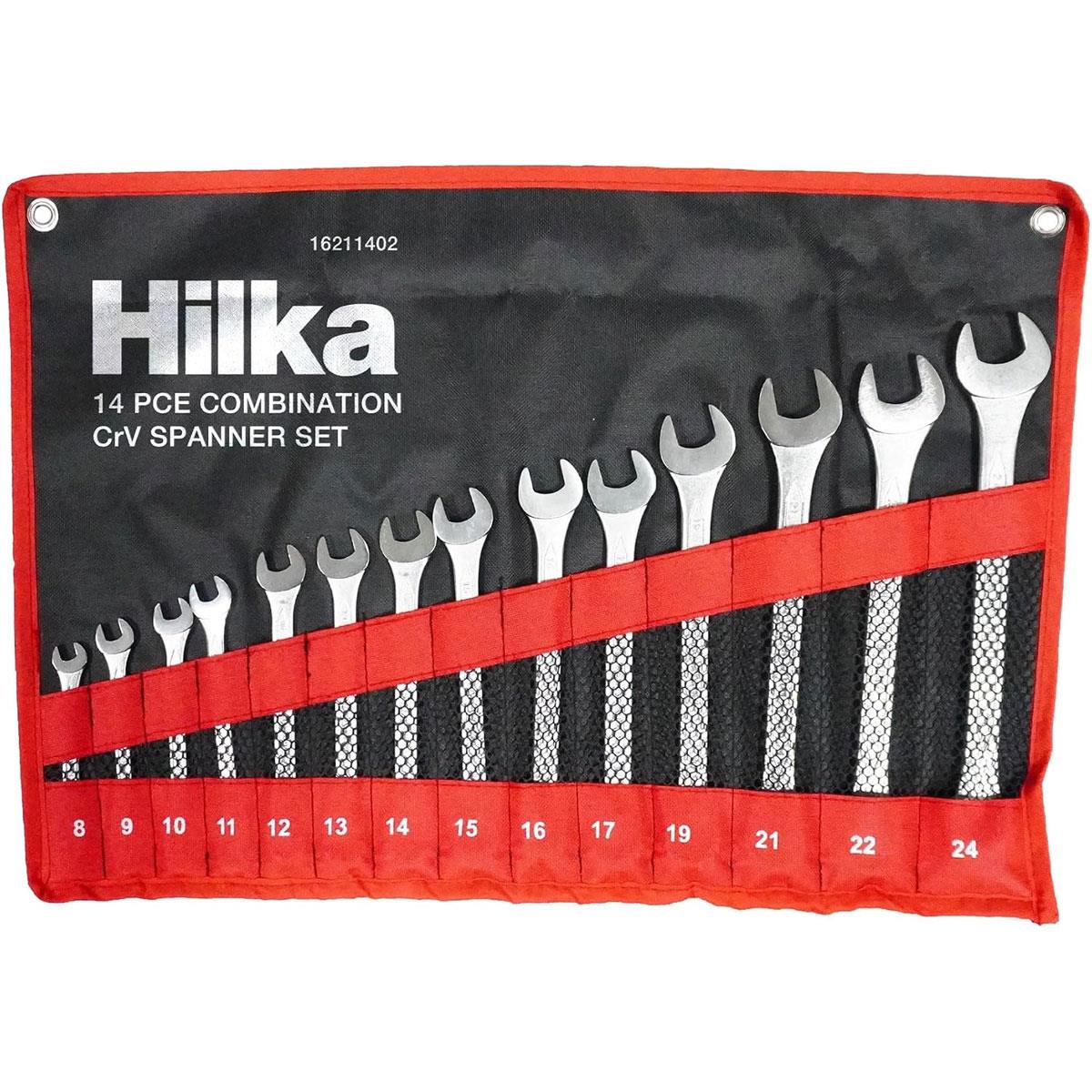Hilka 14 Piece Metric Combination Spanner Set 8-24mm Chrome Vanadium Steel Roll-Up Pouch - Image 8