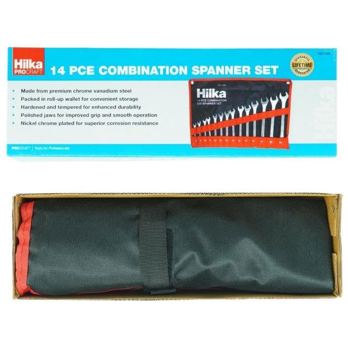 Hilka 14 Piece Metric Combination Spanner Set 8-24mm Chrome Vanadium Steel Roll-Up Pouch - Image 9
