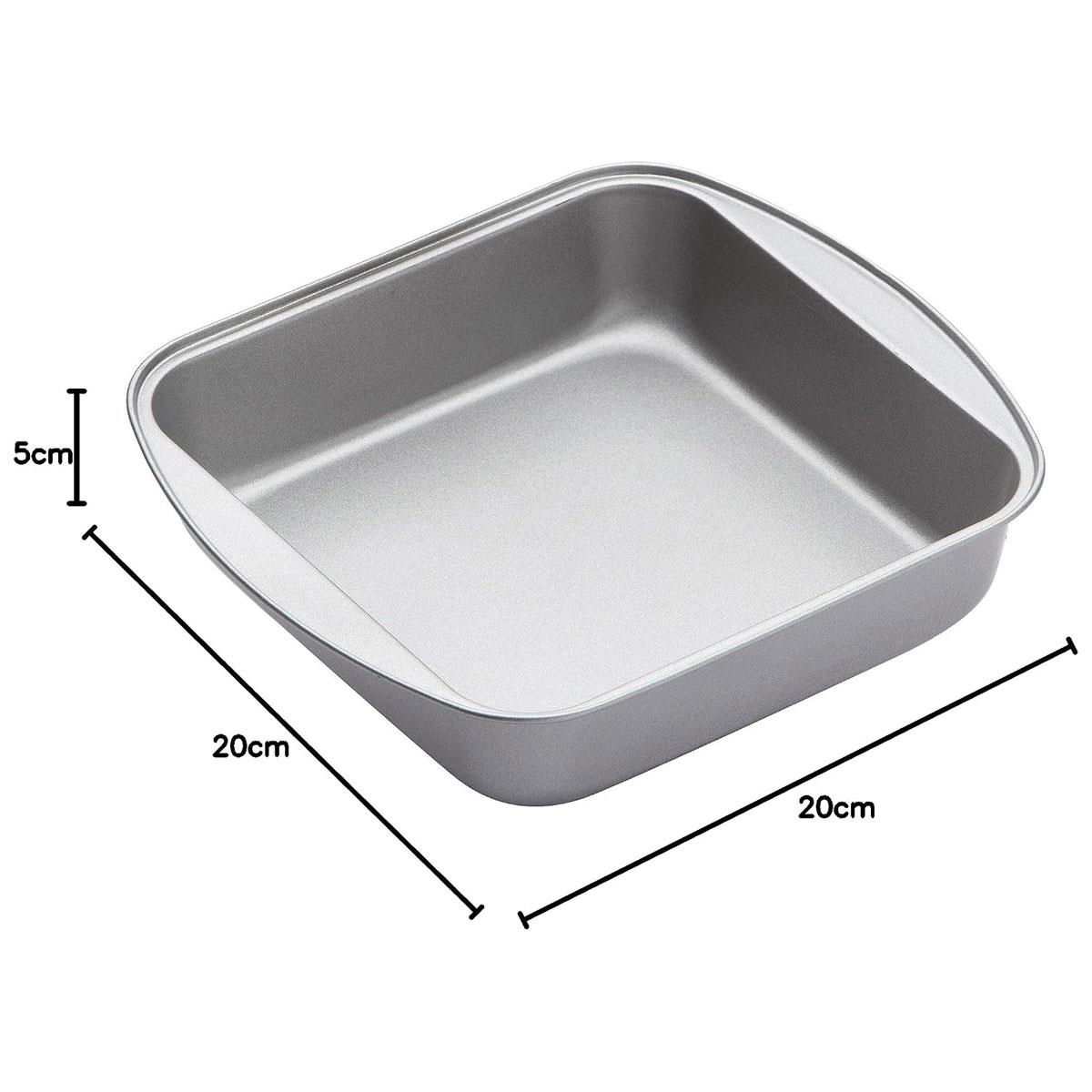 KitchenCraft Square Non-Stick Baking Tray 20cm Carbon Steel Grey Oven Pan PFAS-Free Dishwasher Safe - Image 3