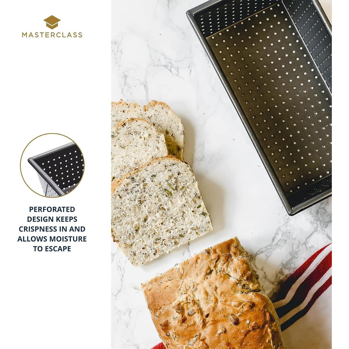 MasterClass Crusty Bake Perforated Non-Stick Loaf Tin 2lb Carbon Steel 21 x 11 x 7cm Grey - Image 5