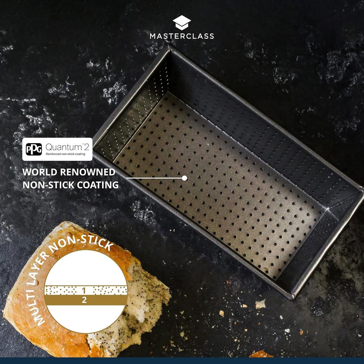 MasterClass Crusty Bake Perforated Non-Stick Loaf Tin 2lb Carbon Steel 21 x 11 x 7cm Grey - Image 6