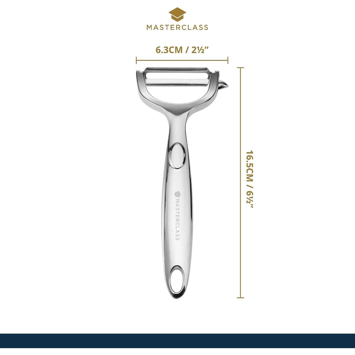 MasterClass Y Shaped Potato Peeler Stainless Steel Swivel Blade Ergonomic Handle Dishwasher Safe Silver - Image 3
