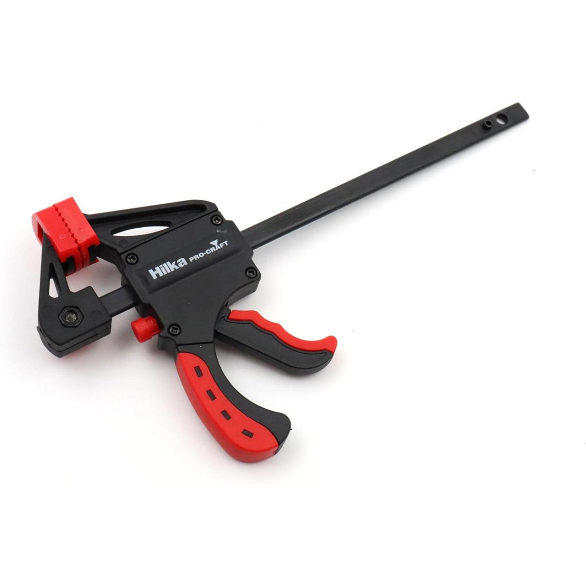 Hilka 4 Inch (100mm) Quick Release Bar Clamp Nylon Jaws Ratchet Adjustment Soft Grip Handle Black - Image 2