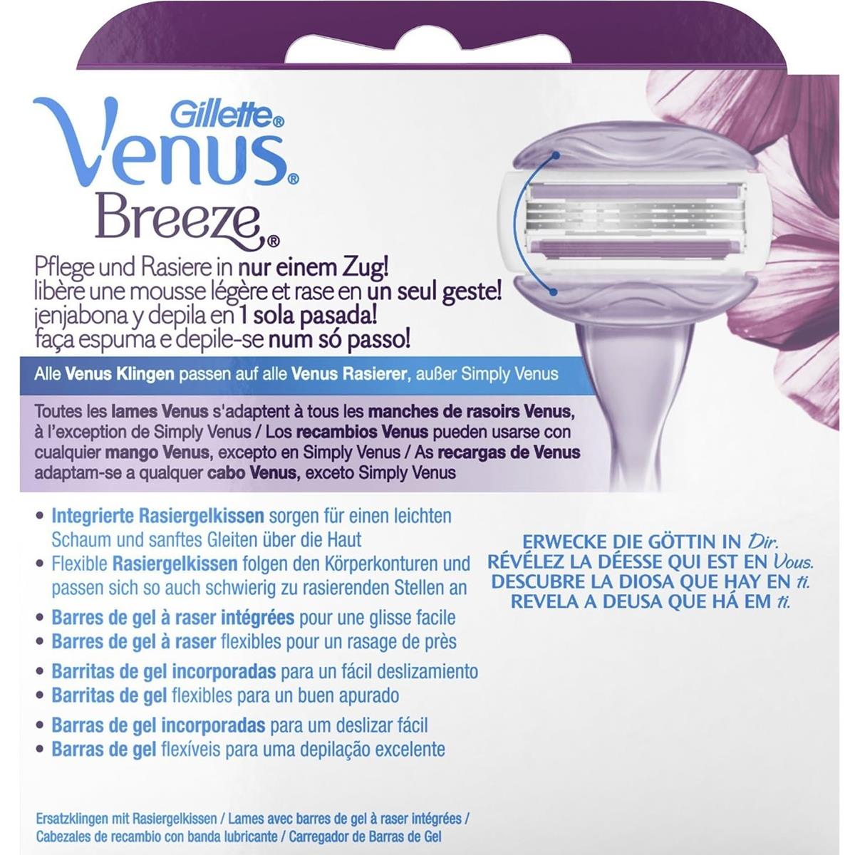 Gillette Venus ComfortGlide Spa Breeze Women's Razor Blade Refills 3-Blade Shaving Gel Cushions Pack of 8 - Image 2
