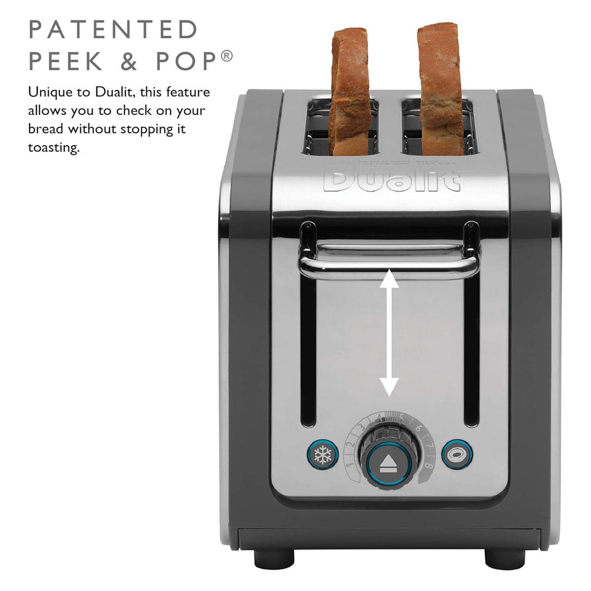 Dualit Architect 2 Slice Toaster Stainless Steel Extra-Wide Slots Ideal Toast Technology Peek & Pop Grey - Image 7