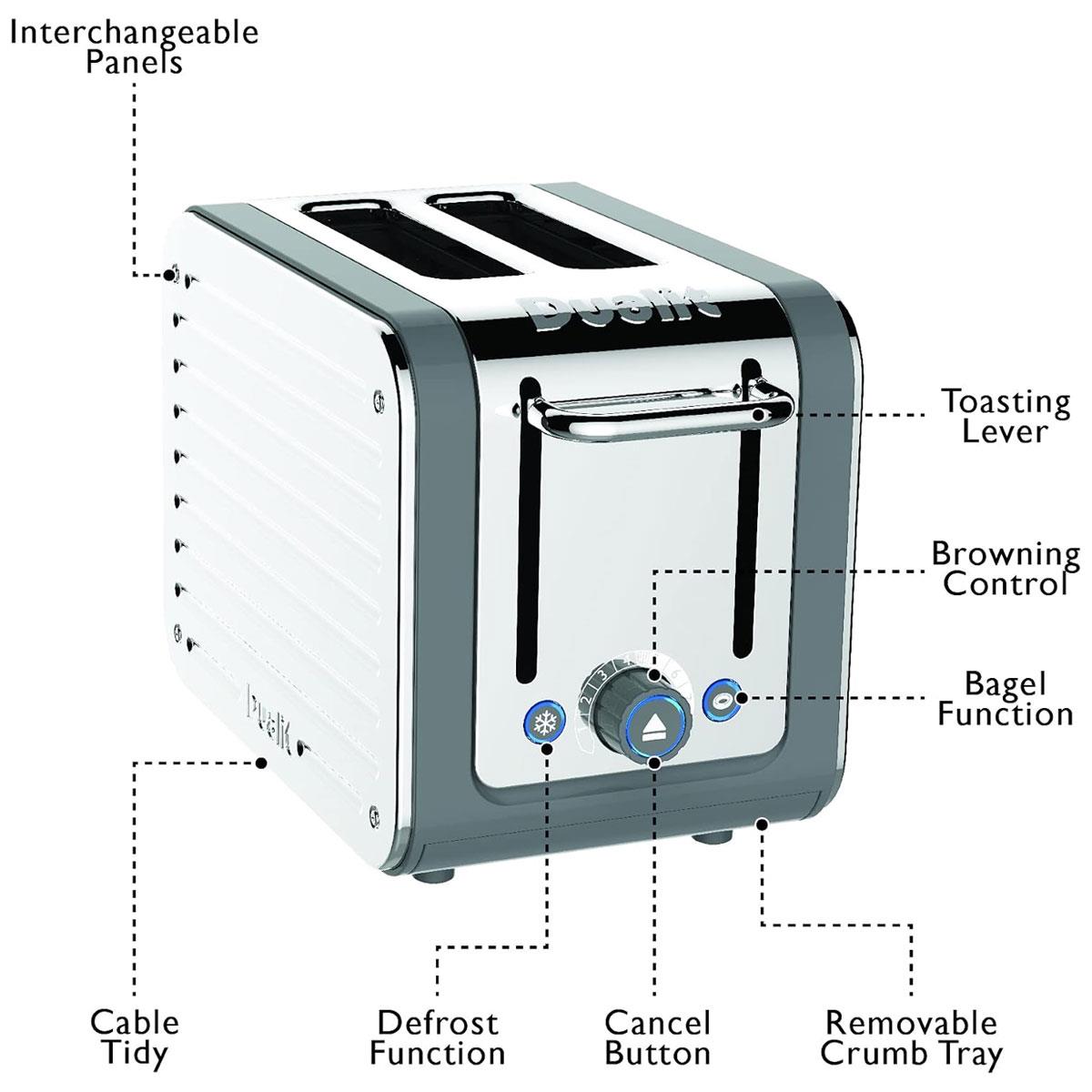 Dualit Architect 2 Slice Toaster Stainless Steel Extra-Wide Slots Ideal Toast Technology Peek & Pop Grey - Image 10