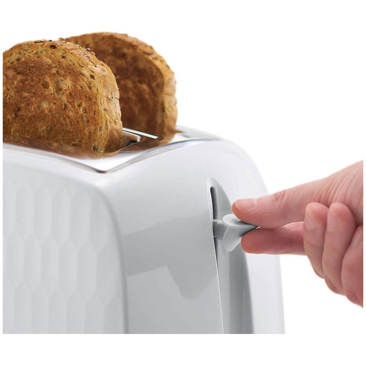 Russell Hobbs Honeycomb 2 Slice Toaster White 850W Extra Wide Slots High Lift 6 Browning Levels - Image 6