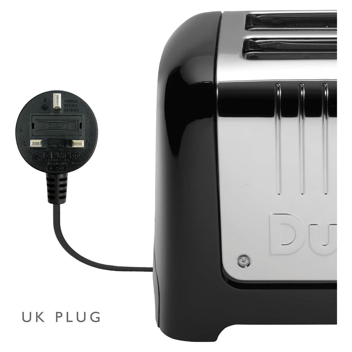 Dualit 2 Slice Lite Toaster 1.1kW Stainless Steel with High Gloss Black Trim 36mm Wide Slots Bagel & Defrost Functions - Image 4
