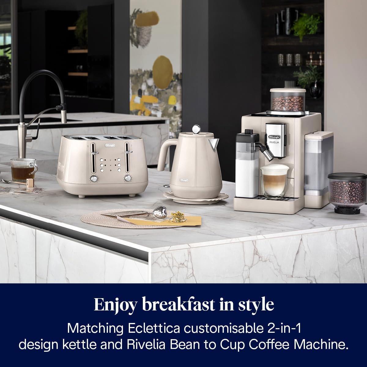 DeLonghi Eclettica 4 Slot Toaster Stainless Steel Beige with Defrost Reheat Functions and Progressive Browning Control - Image 7