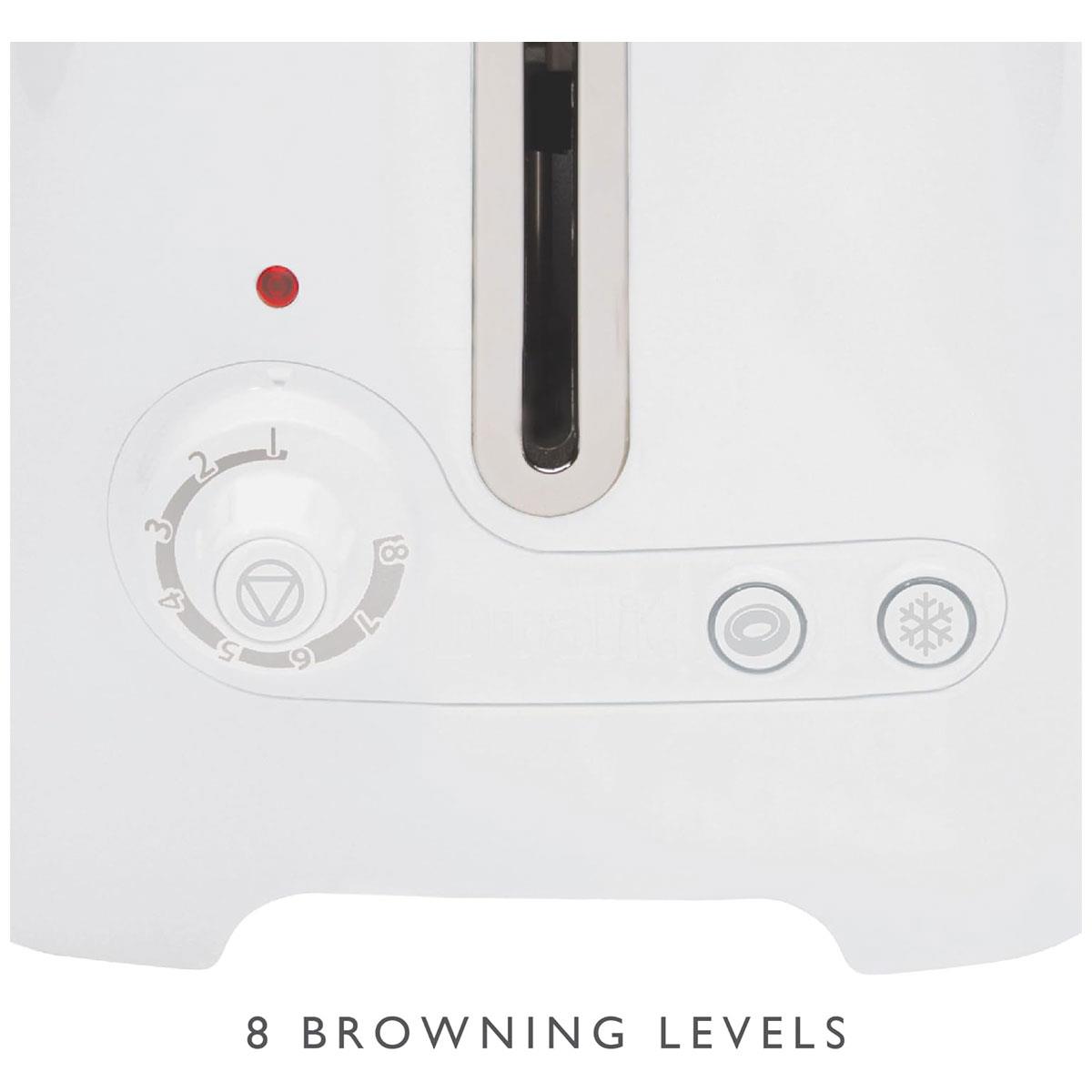 Dualit Lite 2 Slice Toaster White 1.1kW Stainless Steel with Wide Slots Bagel & Defrost Settings - Image 6