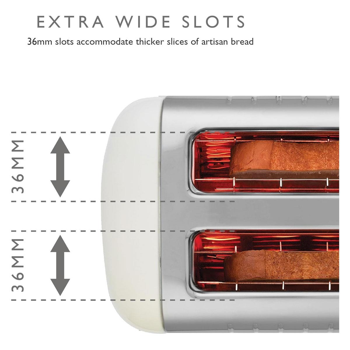 Dualit Lite 2 Slice Toaster White 1.1kW Stainless Steel with Wide Slots Bagel & Defrost Settings - Image 7