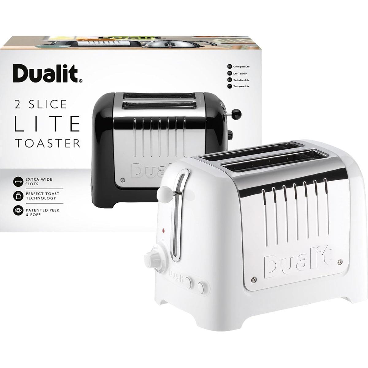 Dualit Lite 2 Slice Toaster White 1.1kW Stainless Steel with Wide Slots Bagel & Defrost Settings - Image 10