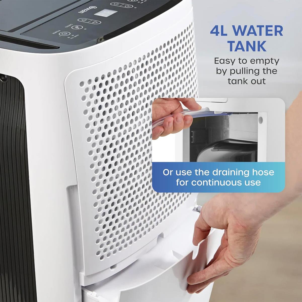 Swan 20L Dehumidifier With LED Display 4L Water Tank Auto Shut Off Humidity Sensor And 24 Hour Timer White - Image 5