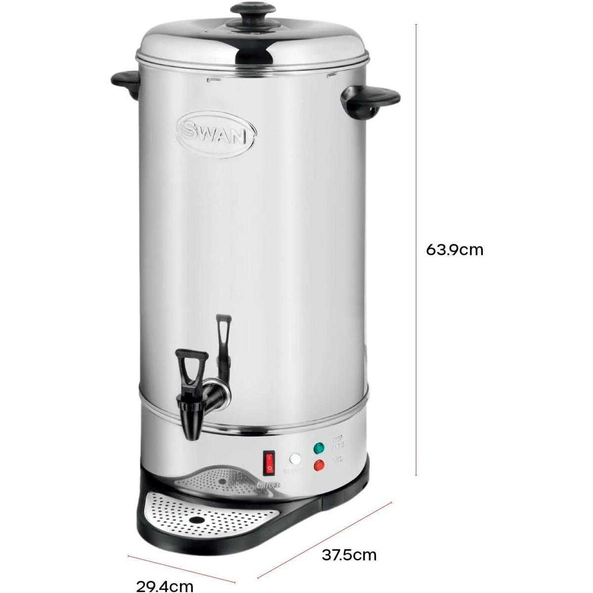 Swan Catering Urn 26L 2500W Stainless Steel Automatic Temperature Control Concealed Heating Drip Tray - Image 2
