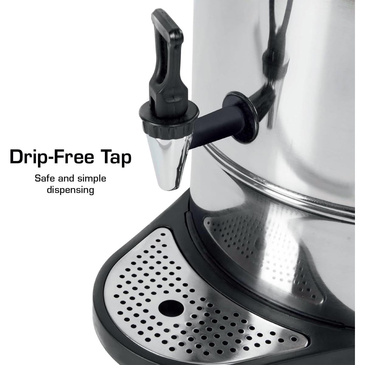 Swan Catering Urn 26L 2500W Stainless Steel Automatic Temperature Control Concealed Heating Drip Tray - Image 6