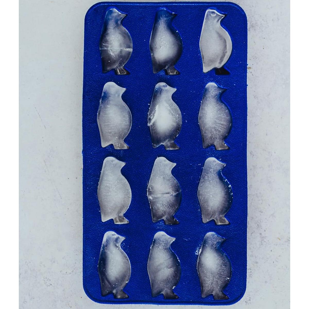 BarCraft Penguin Ice Cube Tray Flexible Silicone Mould 12 Penguin-Shaped Cubes Blue 26 x 12 cm - Image 3