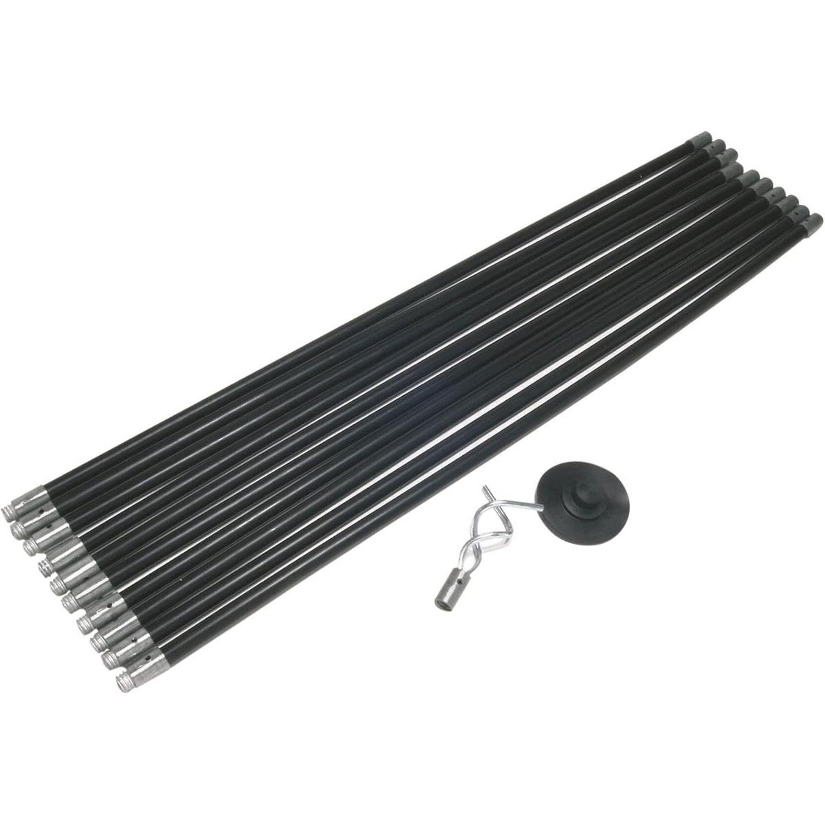 Hilka Pro Craft Drain Cleaner 12-Piece Set 10 Rods 100mm Rubber Plunger 50mm Double Worm Screw Black