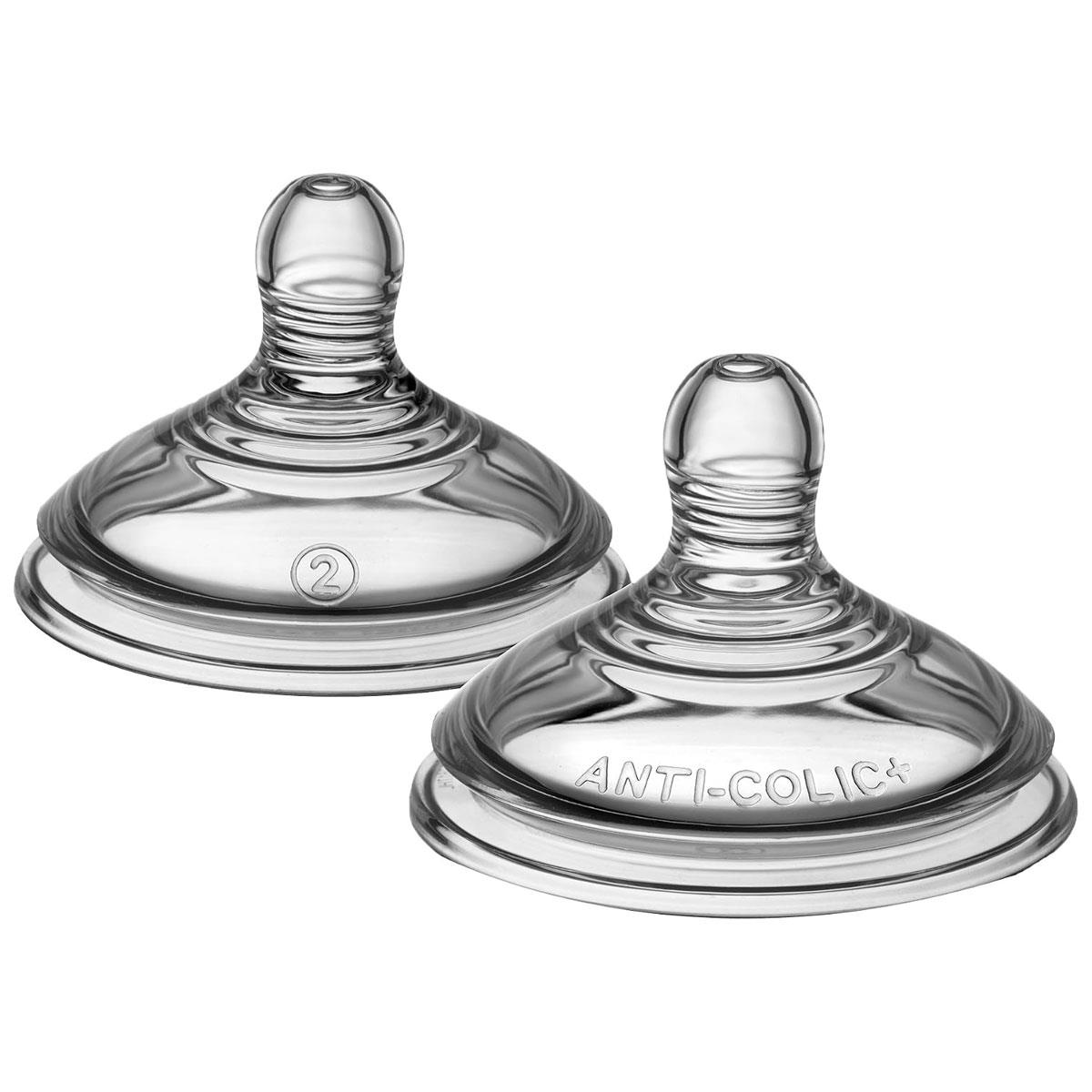 Tommee Tippee Advanced Anti-Colic Baby Bottle Teats Medium Flow 3m+ Soft Silicone Pack of 2