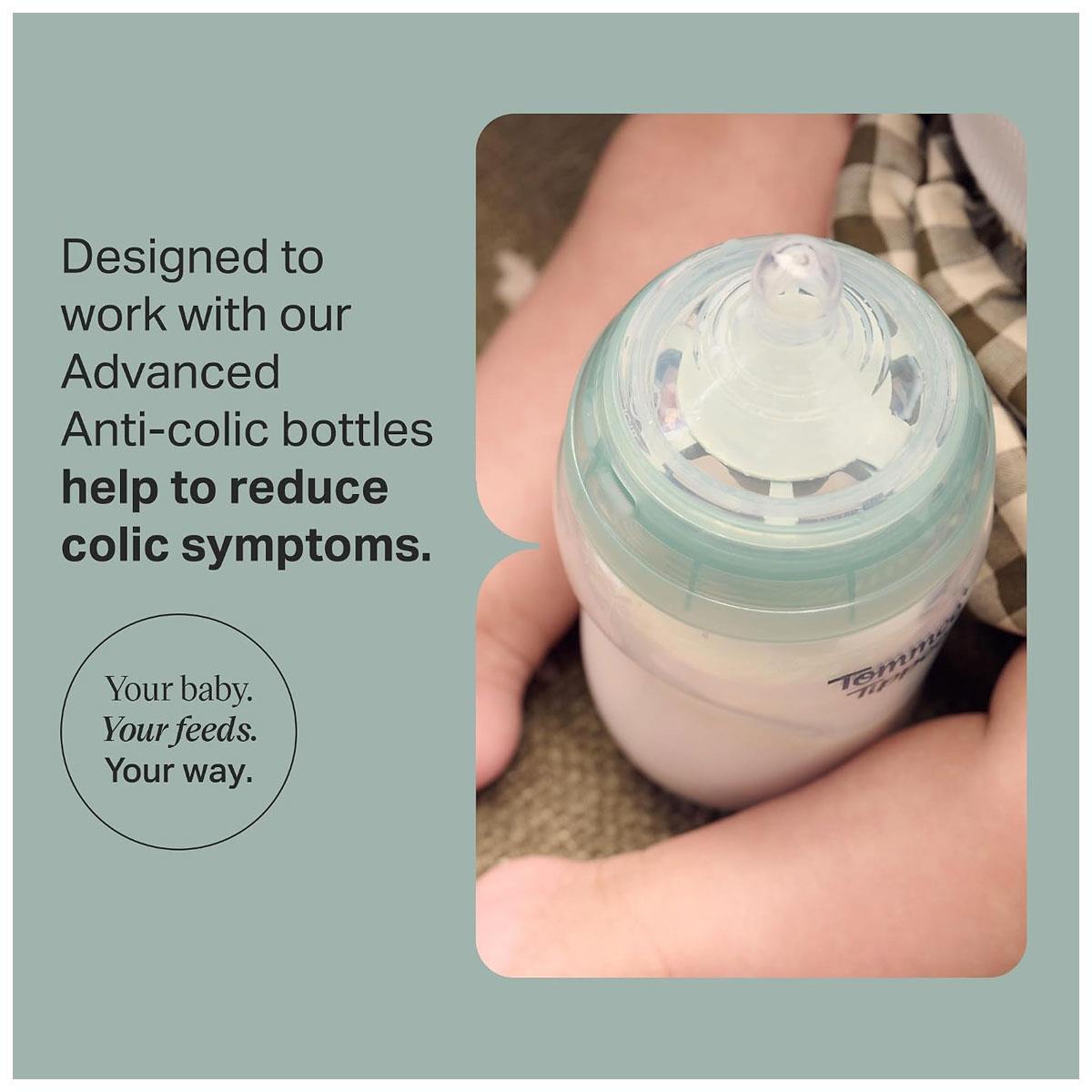 Tommee Tippee Advanced Anti-Colic Baby Bottle Teats Medium Flow 3m+ Soft Silicone Pack of 2 - Image 3