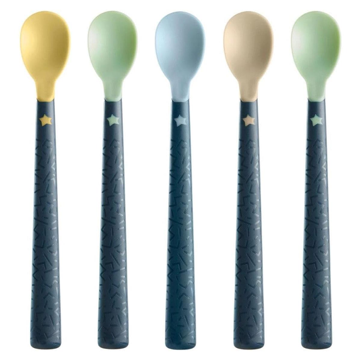 Tommee Tippee Softee Weaning Spoons 4m+ Soft Anti-Slip Handles BPA Free Dishwasher Safe Pack of 5 Multicolour