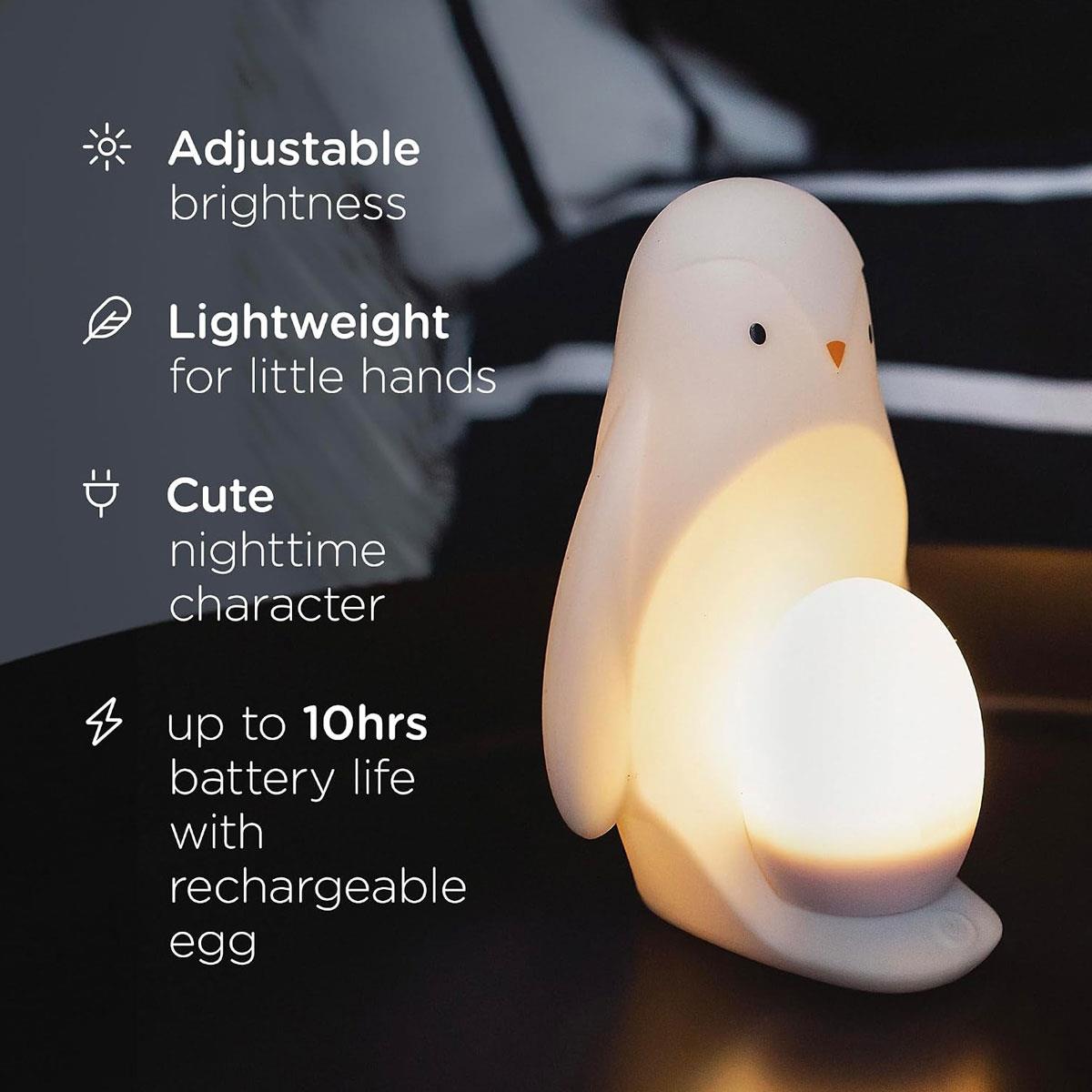 Tommee Tippee 2 in 1 Penguin Night Light with Portable Egg Light Rechargeable LED Dimmable USB White - Image 7