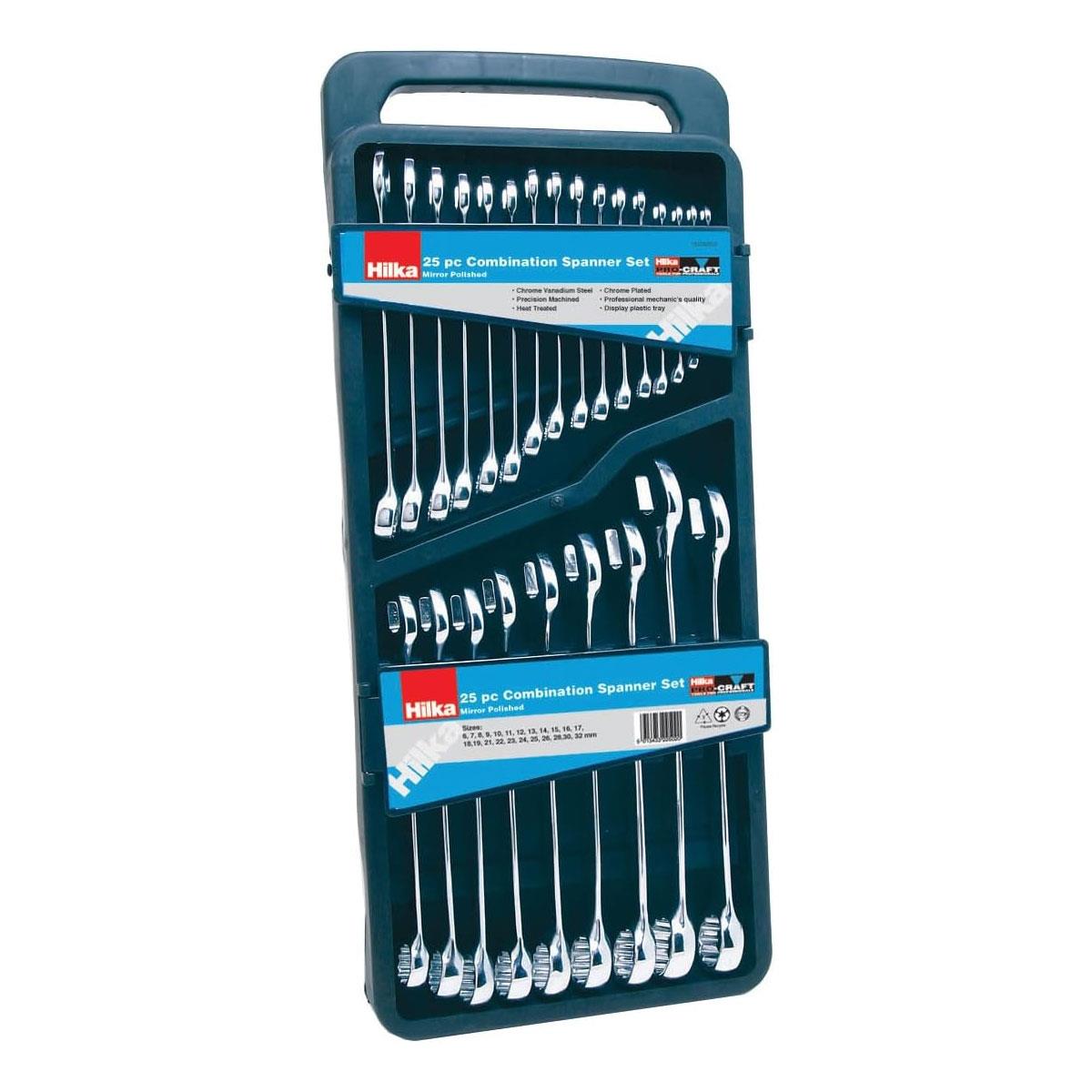 Hilka Metric Pro Craft Combination Spanner Set 25-Piece Chrome Vanadium Steel 6–32 mm 12-Point Ring End Storage Case