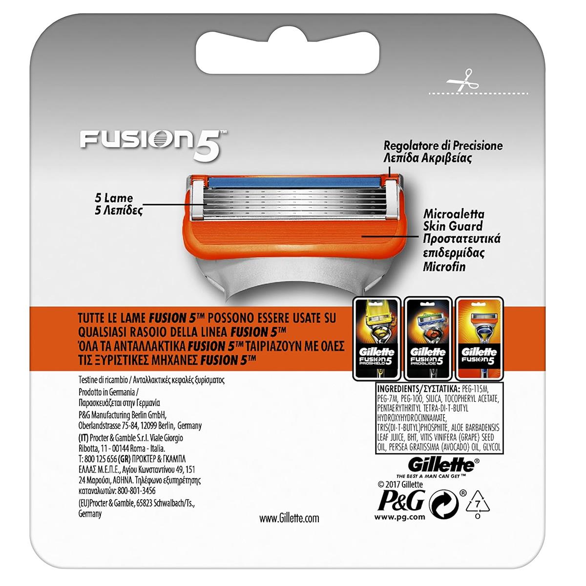 Gillette Fusion5 Men's Razor Blade 4 Refills 5 Anti-Friction Blades For Precision Trimmer, Lubricating Strip - Image 2